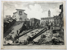 Charger l&#39;image dans la galerie, Veduta del Romano Campidoglio con Scalinata che va alla Chiesa d&#39;Araceli. Planche de la série &quot;Vedute di Roma&quot;. [Le Capitole et les marches de S.Maria à Aracoeli]. 1748-1760.
