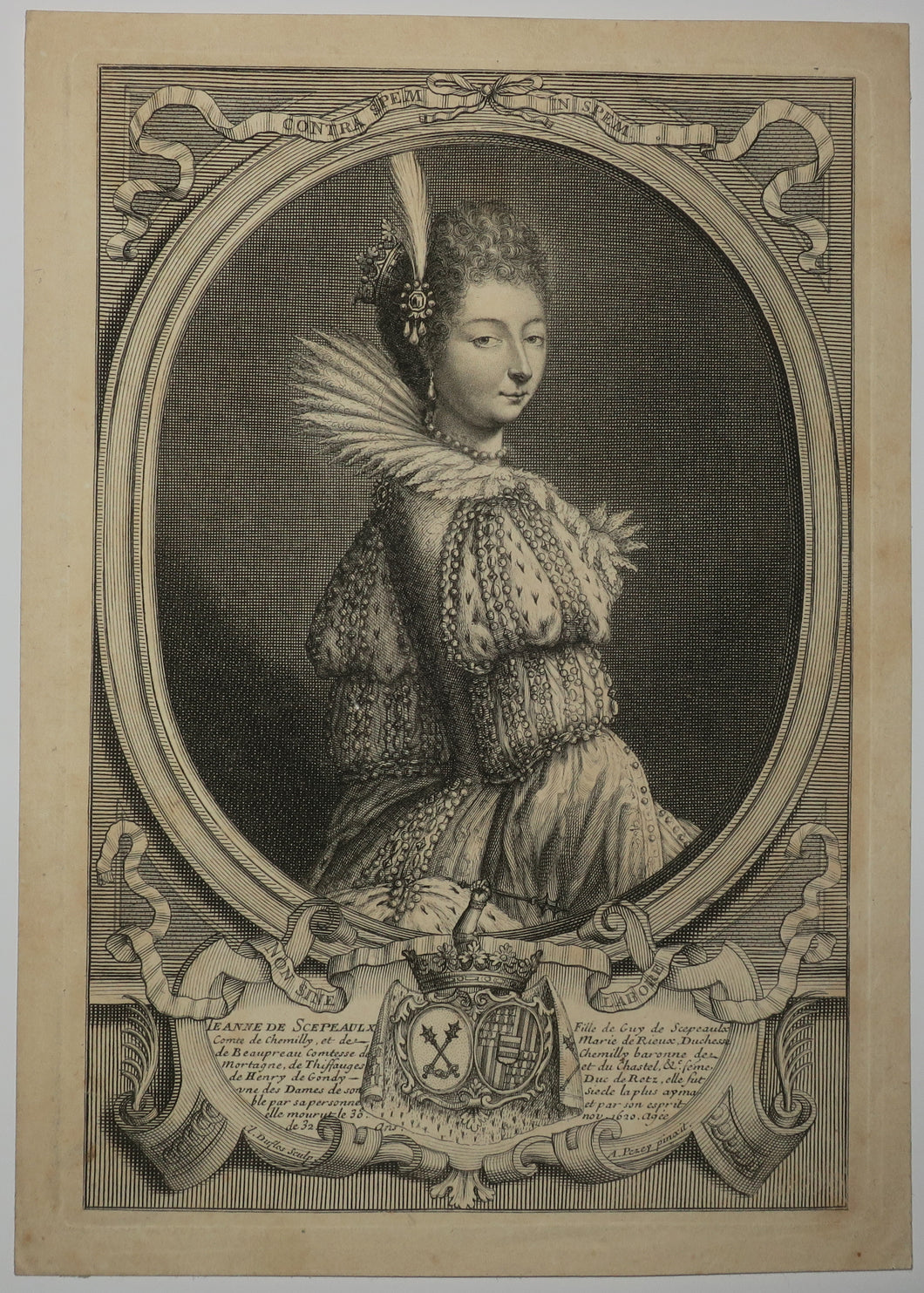 Portrait de Jeanne de Scépeaux, épouse d'Henri de Gondi.  1705.