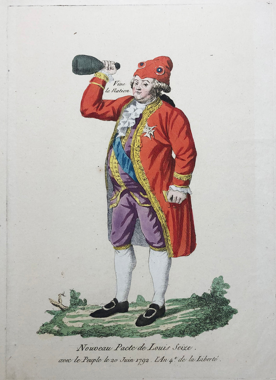 Nouveau Pacte de Louis Seize avec le Peuple le 20 Juin 1792, l'An 4ème de la Liberté. [Le roi boit à la santé du peuple]. c.1792.