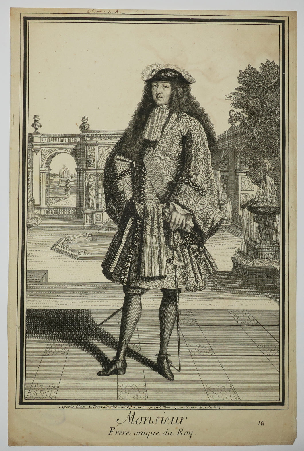 Monsieur, Frère unique du Roy (Philippe de France Duc d'Orléans, Frère de Louis XIV).  c.1690.