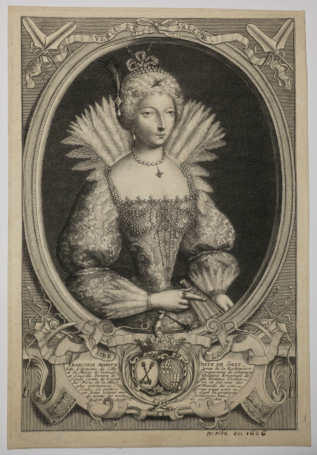 Portrait de Françoise Marguerite de Silly (1583-1625), épouse de Philippe-Emmanuel de Gondi.  1705.