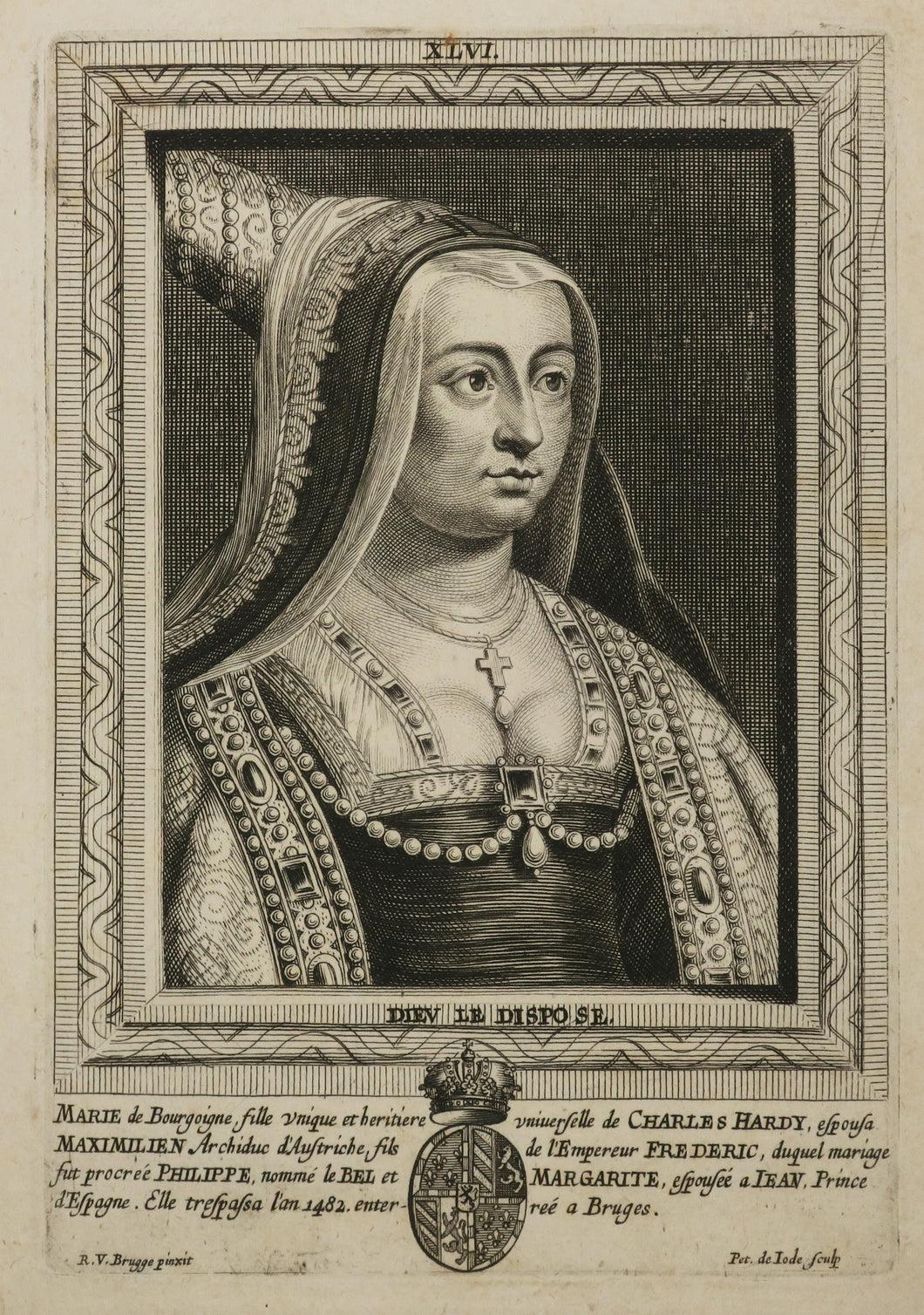 Portrait de Marie de Bourgogne (1457-1482), Impératrice (Maximilien Ier); fille héritière du duc Charles le Téméraire.