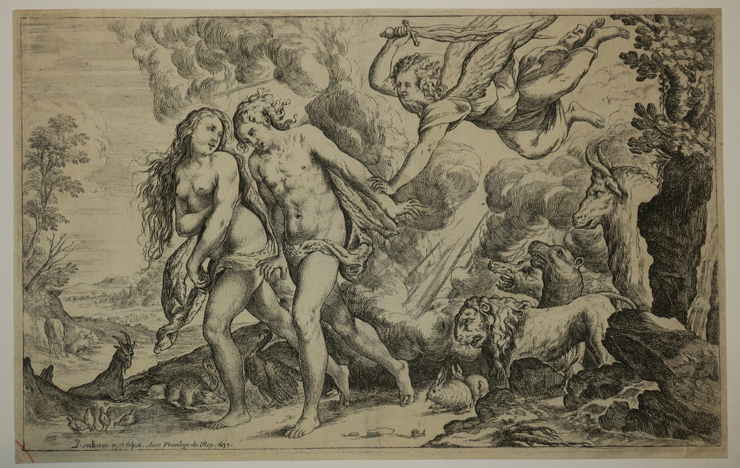 Adam et Eve chassés du Paradis terrestre.  1637.