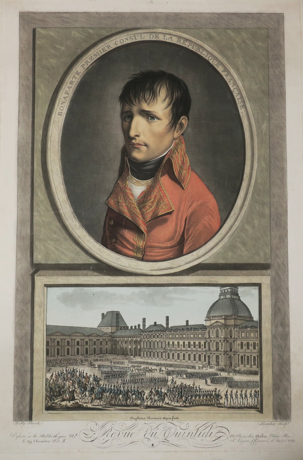 Bonaparte Premier Consul de la République Française. Revue du Quintidi. 1802.