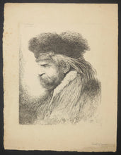 Charger l&#39;image dans la galerie, Tête d&#39;homme barbu de profil coiffé d&#39;une toque de fourrure.
