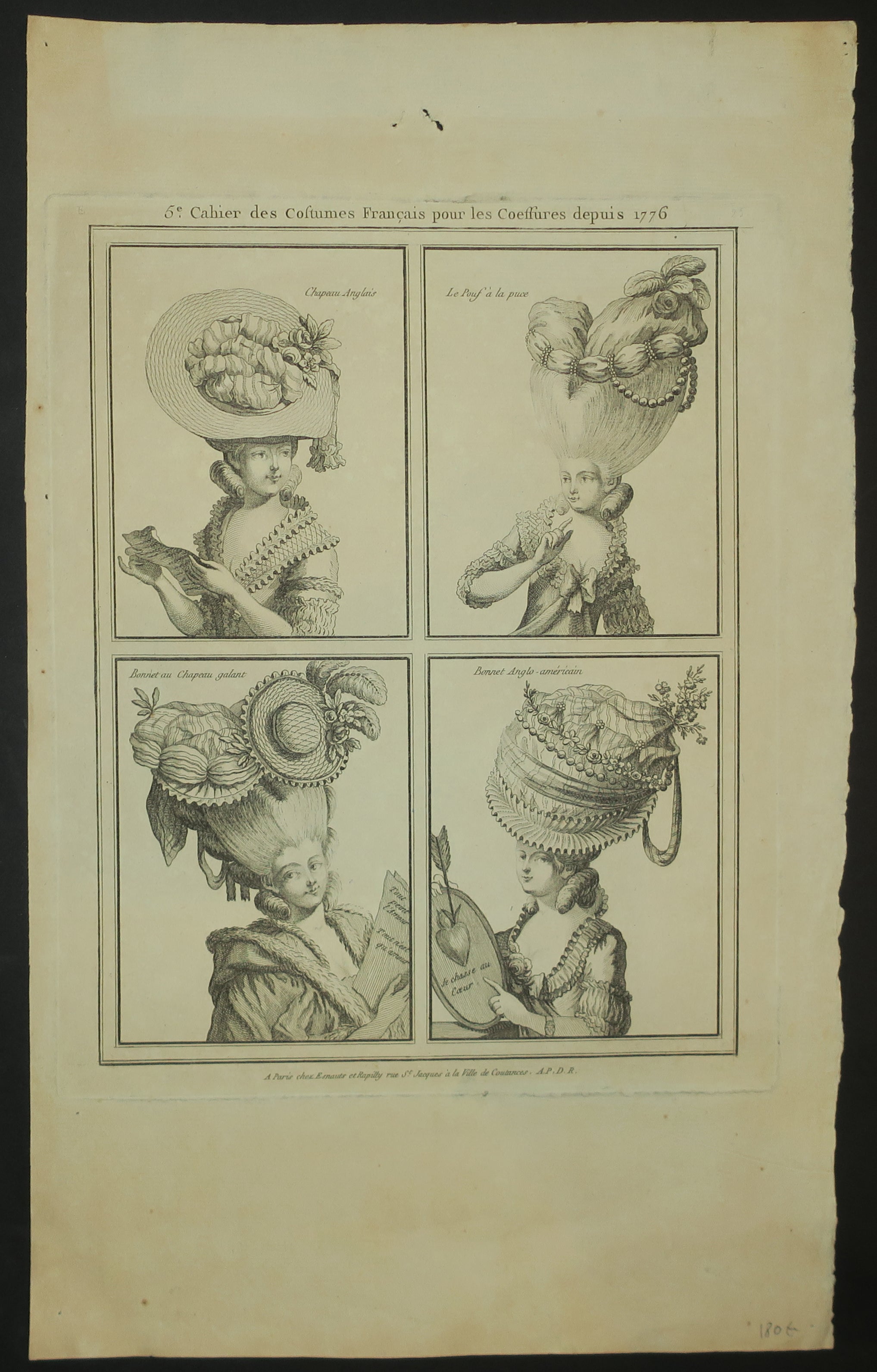 [Modèles de coiffures et chapeaux au XVIIIème siècle].