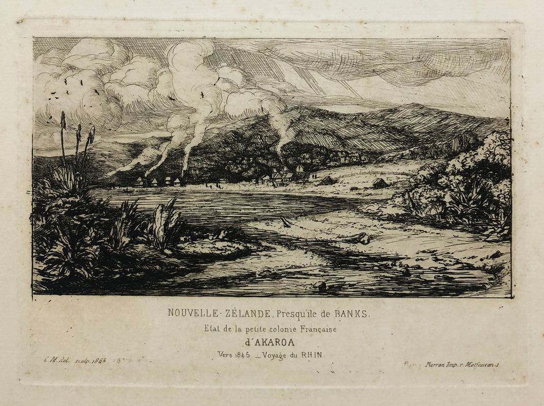 Nouvelle-Zélande, Presqu’île de Banks. Etat de la petite colonie Française d’Akaroa. Vers 1845 - Voyage du Rhin. 1865.