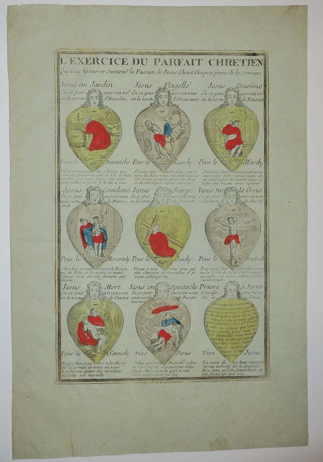 L'Exercice du parfait Chrétien, Qui veut honnorer Saintement la Passion de Jésus Christ chaque jour de la semaine.