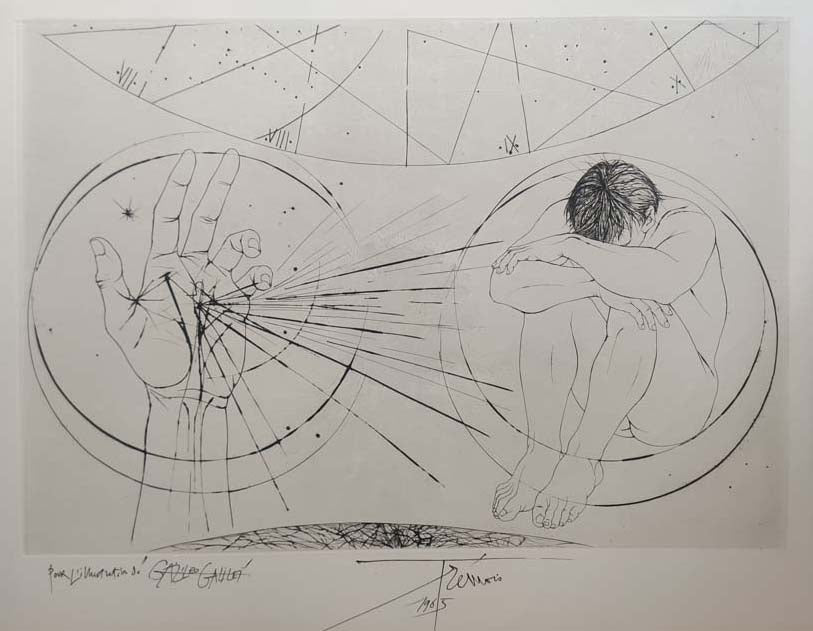 Pour l'illustration de Galileo Galilei [Main divine et homme mélancolique]. 1965