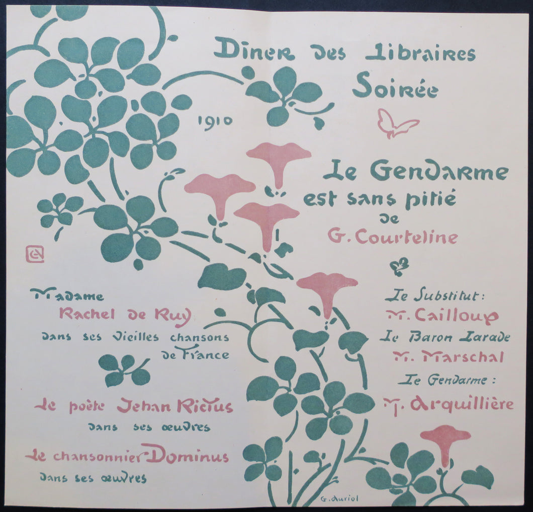 Programme pour le Dîner des Libraires, Soirée 1900.
