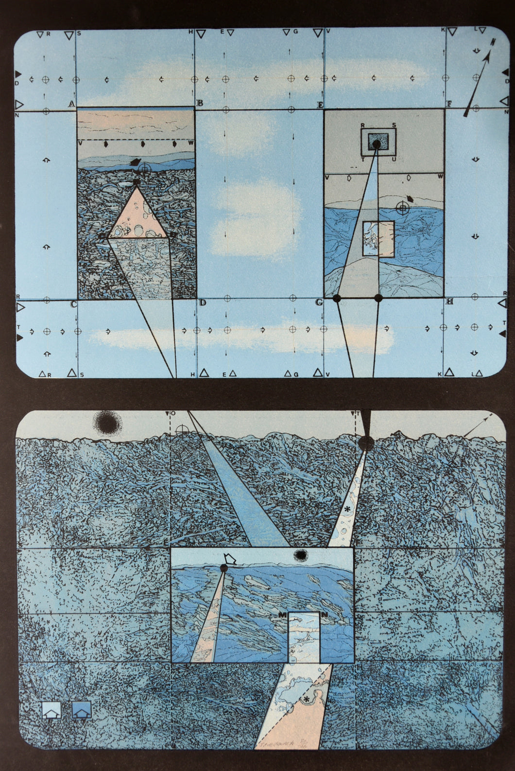 [Composition géométrique bleue et noire]. 1978.