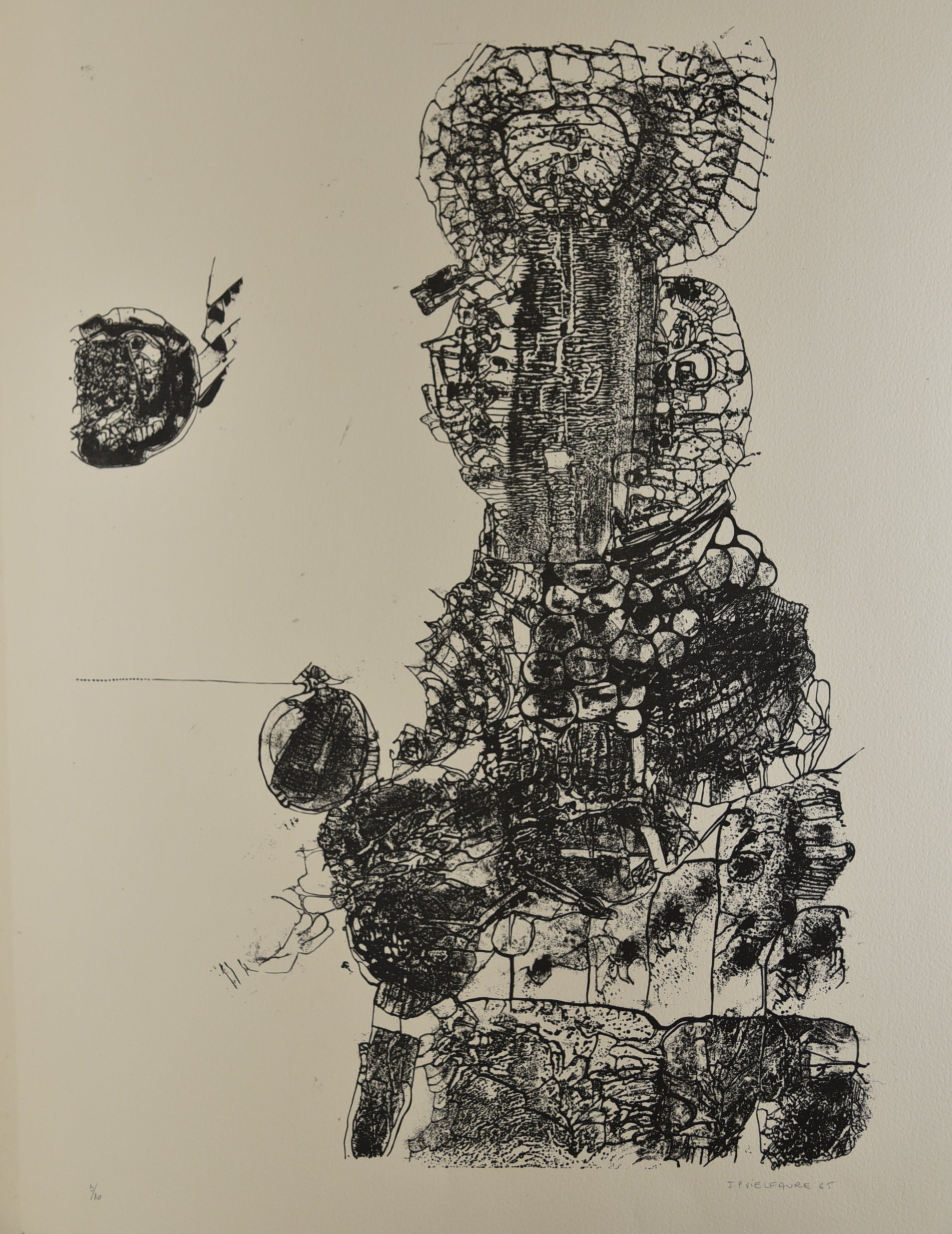 [Composition verticale en noir et blanc – Rocher abstrait]. 1965.