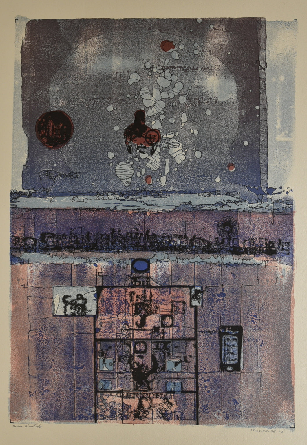 [Construction abstraite bleue et rose]. 1967.