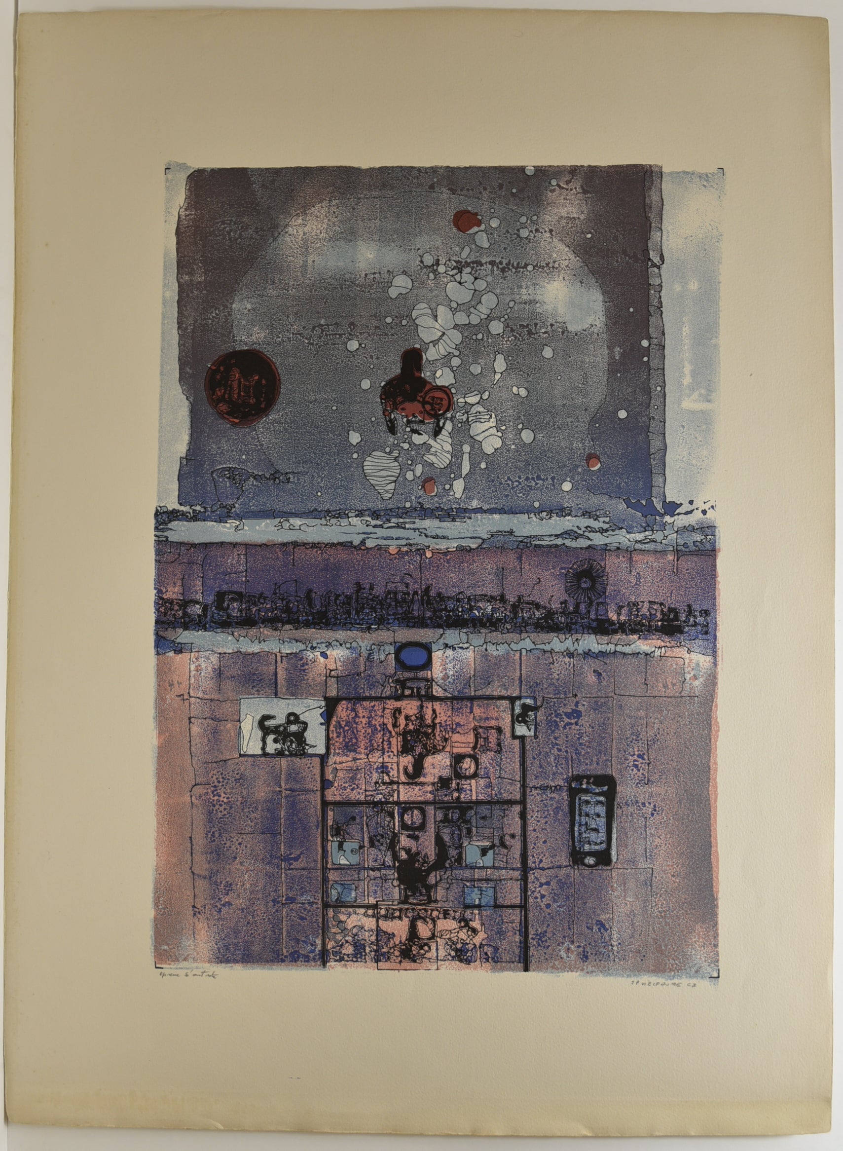 [Construction abstraite bleue et rose]. 1967.