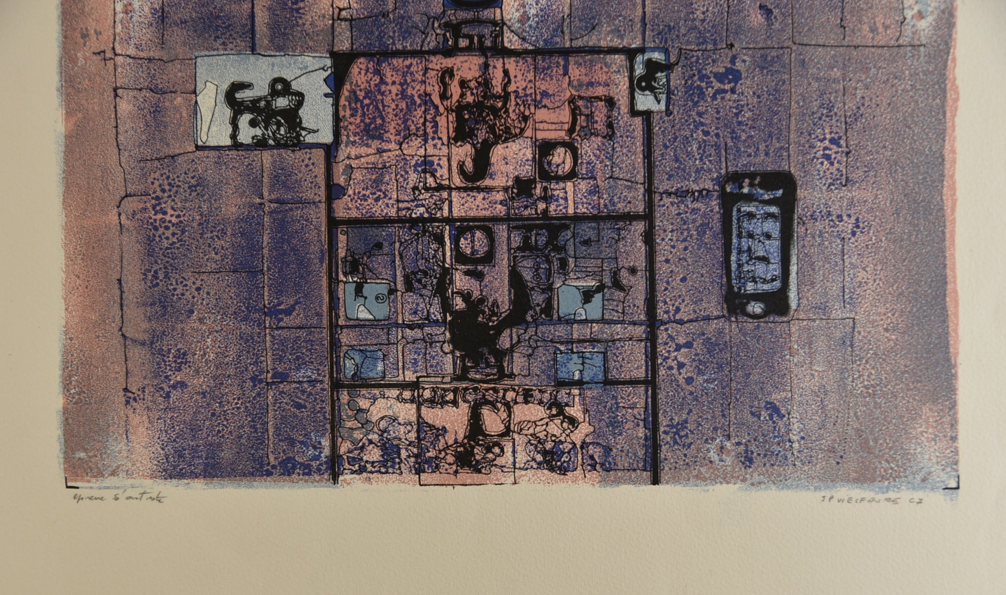 [Construction abstraite bleue et rose]. 1967.