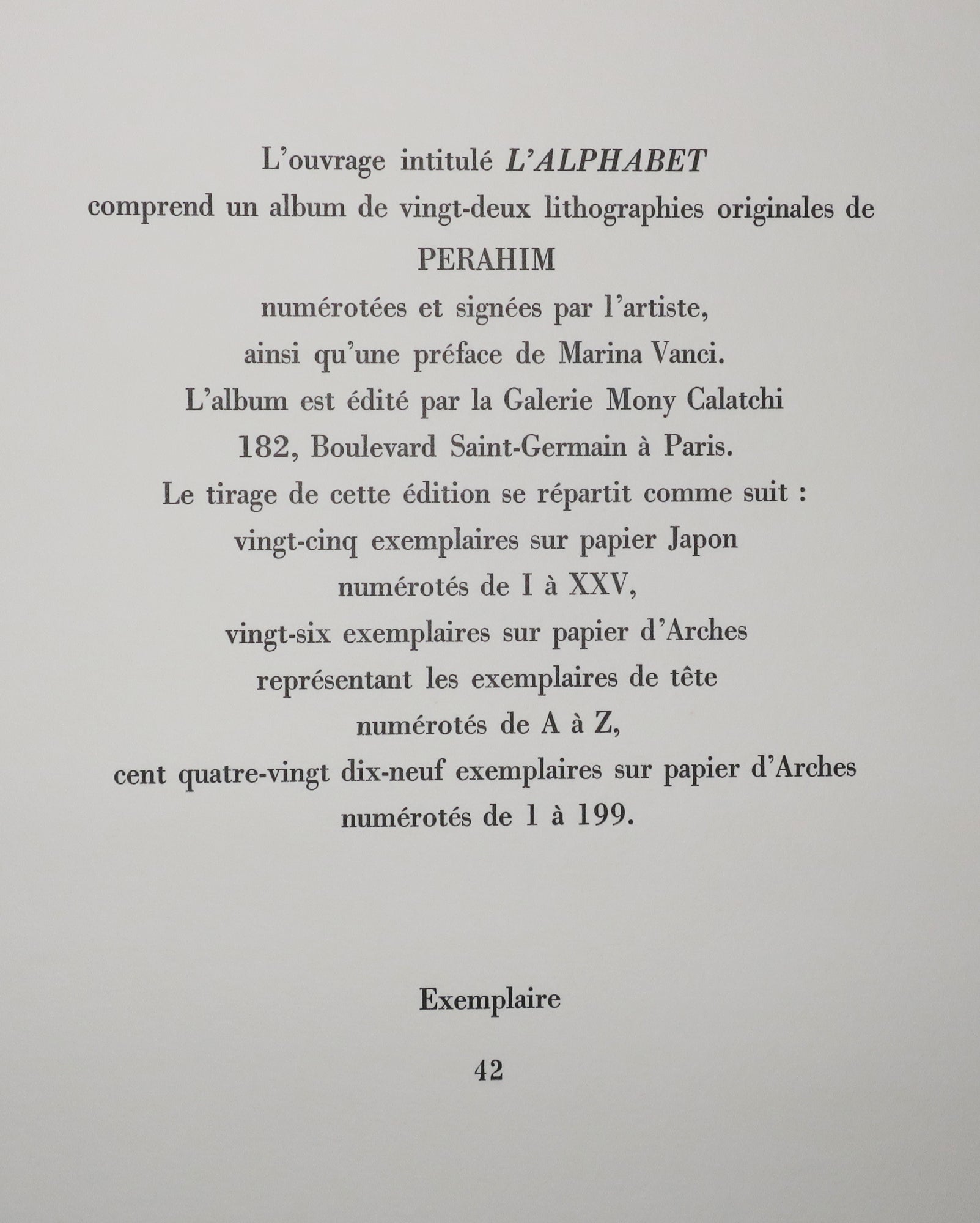 L’alphabet, Album de vingt-deux lithographies originales.
