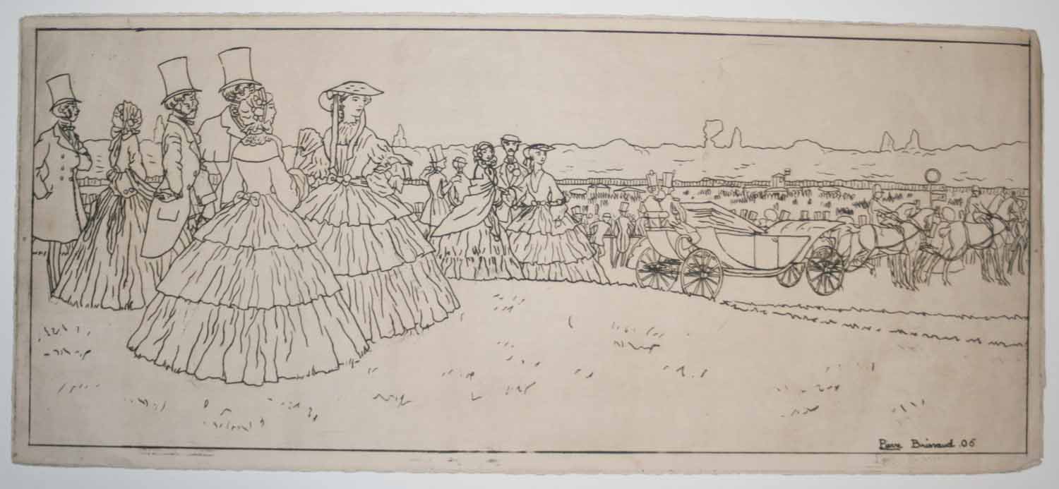 [Couples d'élégants au champ de course].