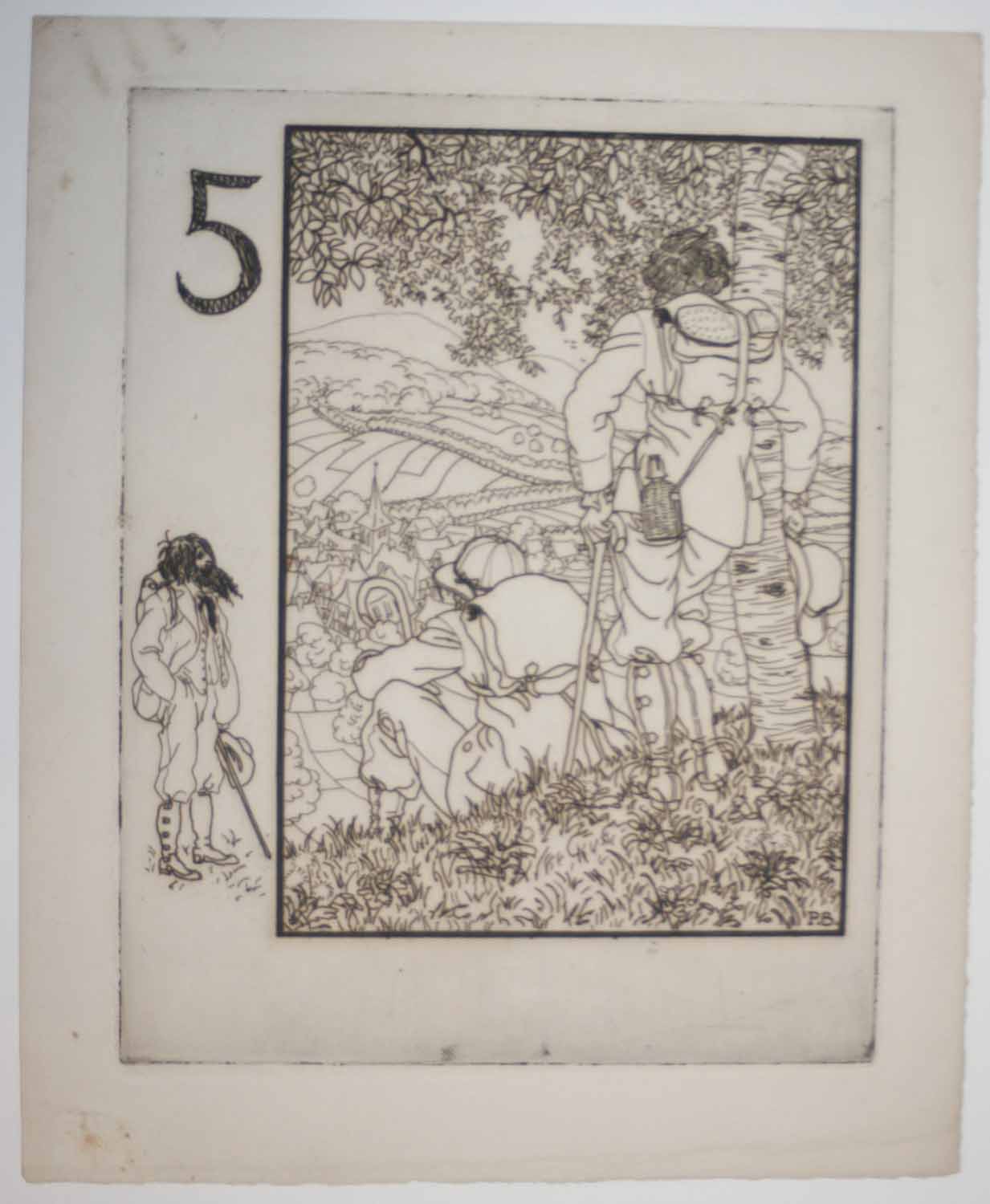 [Deux randonneurs se reposant au sommet d'une colline]. 