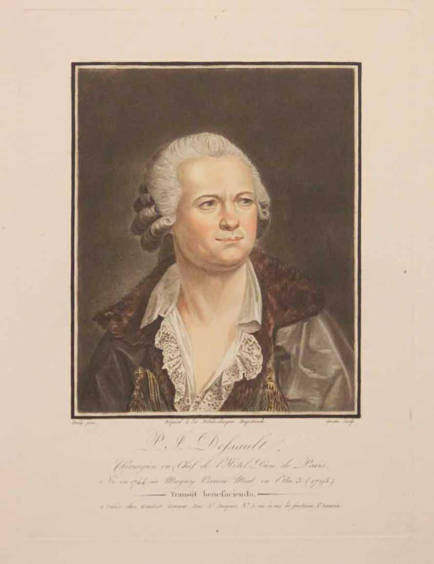 Portrait de P.J. Dessault, Chirurgien en chef de l'Hôtel Dieu de Paris, né en 1744 au Magny Vernon et mort en l'an 3 (1795). 