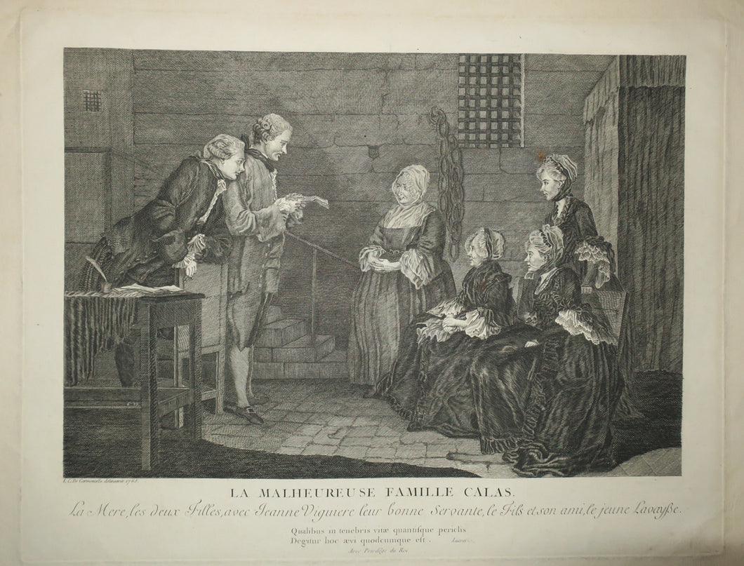 La malheureuse Famille Calas. La Mère, les deux filles, avec Jeanne Viguière leur bonne servante, le Fils et son ami, le jeune Lavaysse. 