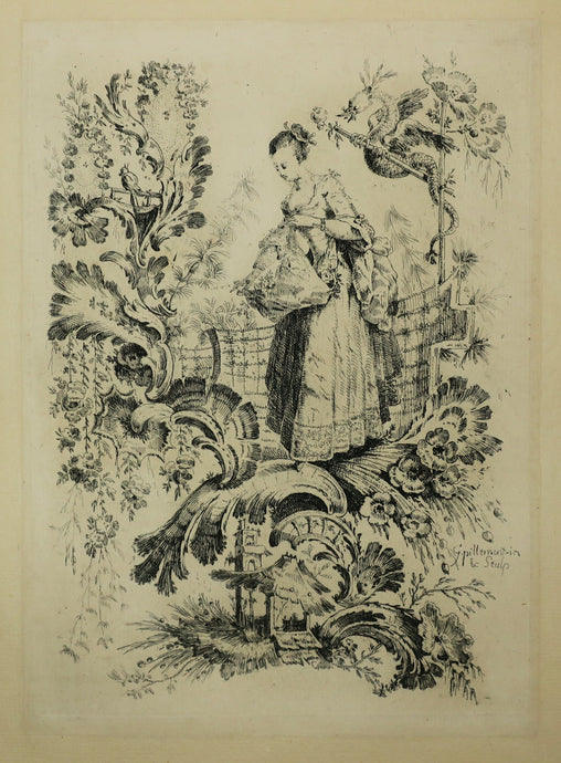 Chinoiserie. [Jeune femme à la cueillette].