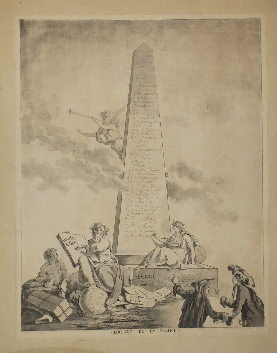 Planche allégorique de la Révolution Française: Liberté de la France, Séance du 25 juin 1789. 