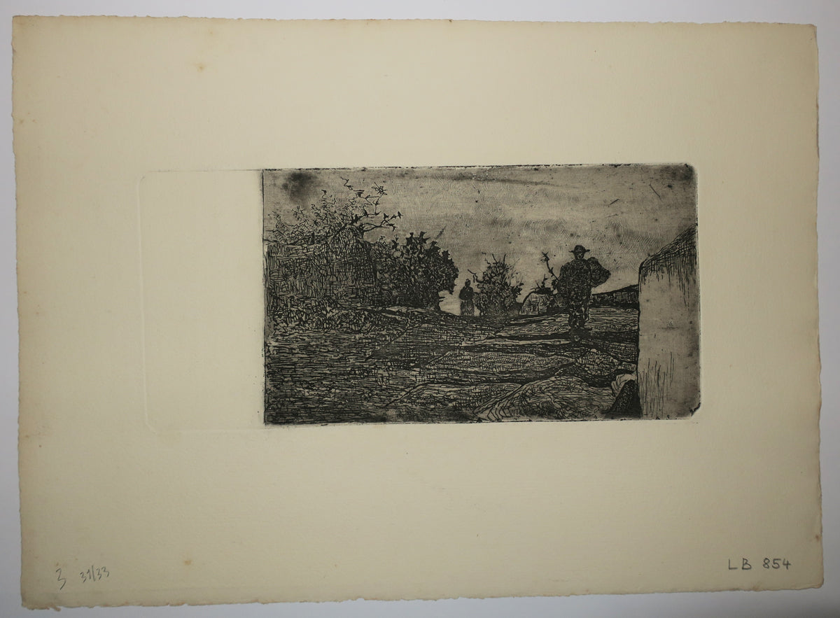 [Paysage, deux paysans dans un champs]. 