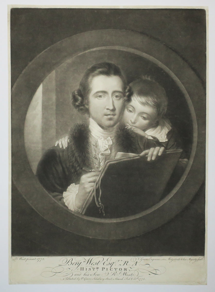 Portrait de Benjamin West, Ecuyer de l'Académie Royale à Londres, avec son fils, d'après lui-même en 1773. 
