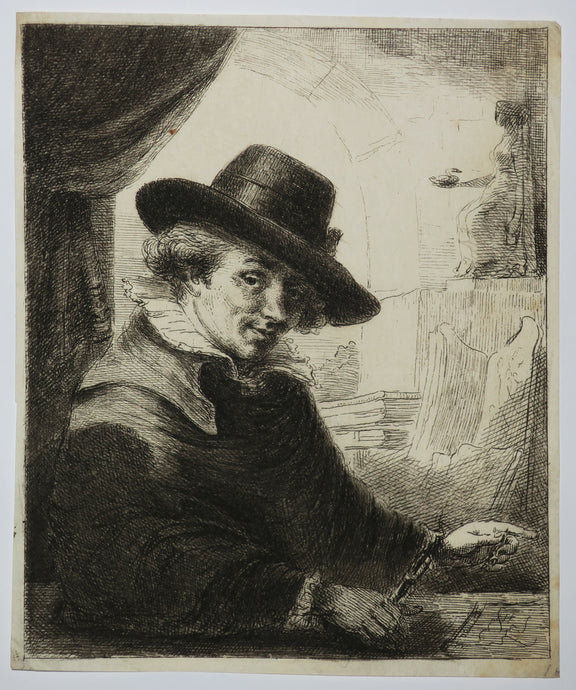 Autoportrait de l'artiste, écrivant. 