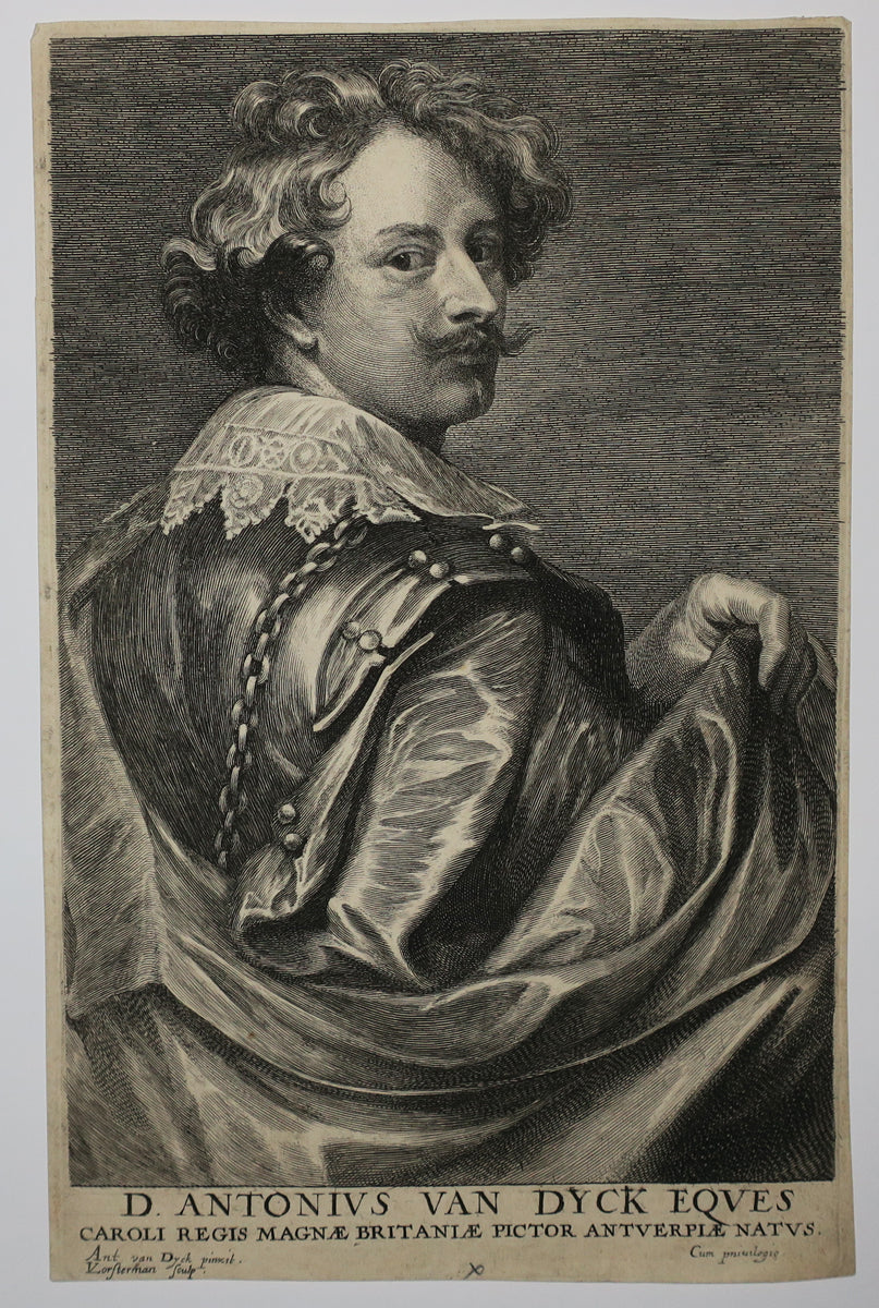 Portrait d'Anton Van Dyck, portraitiste, peintre d'histoire et graveur flamand de la première moitié du XVIIème siècle.  