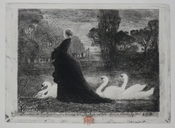 La Dame aux cygnes (Souvenir de Barham-Court, Kent).