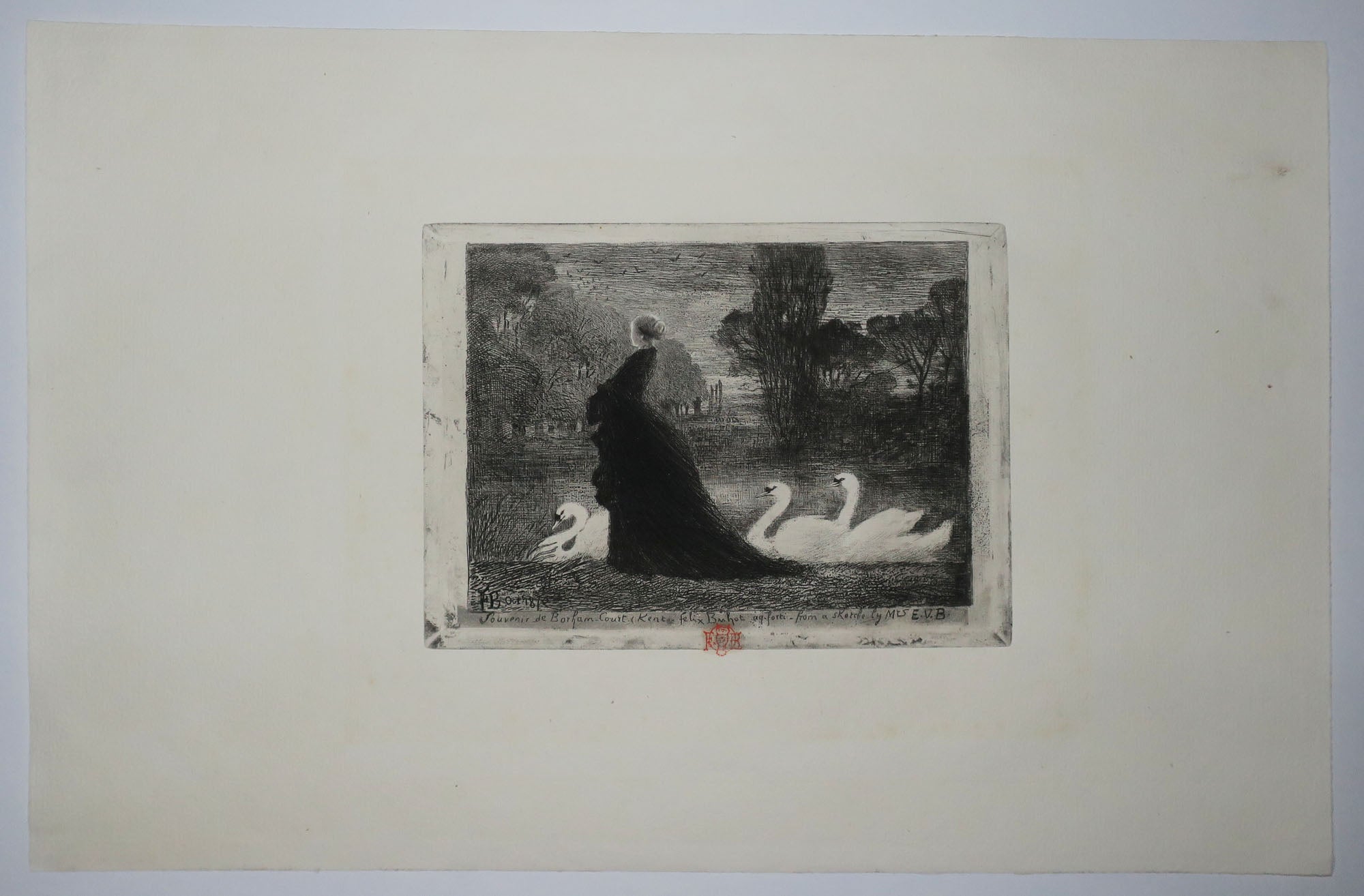 La Dame aux cygnes (Souvenir de Barham-Court, Kent).