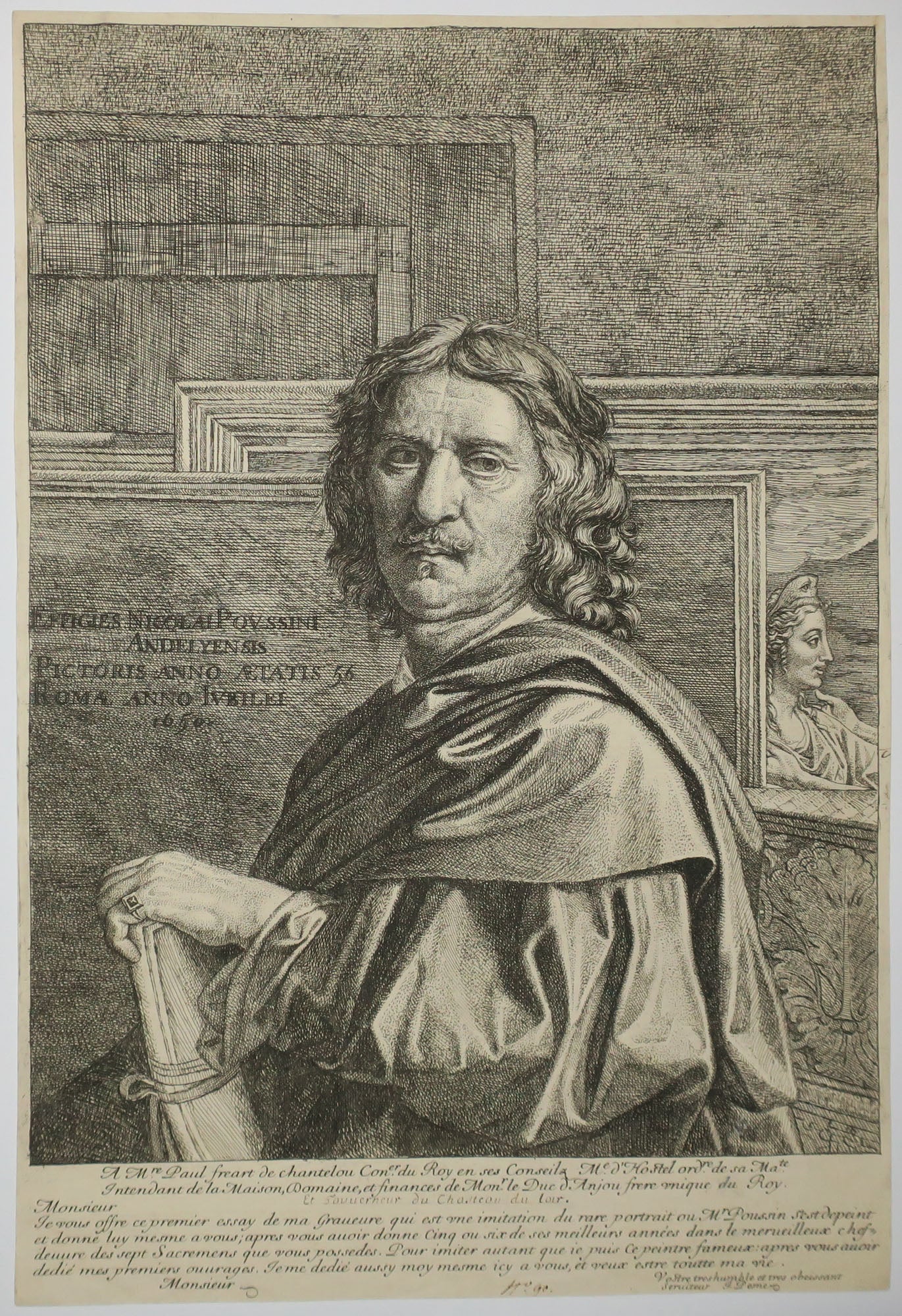 Portrait de Nicolas Poussin à l'âge de 56 ans.