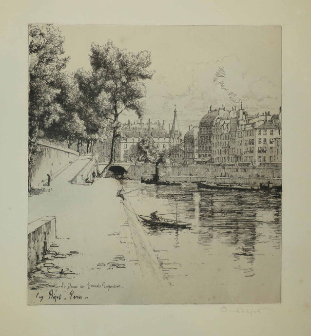 Le Quai des Grands Augustins, Paris (avec St Séverin et la Place Saint Michel vus du Quai des Orfèvres). 