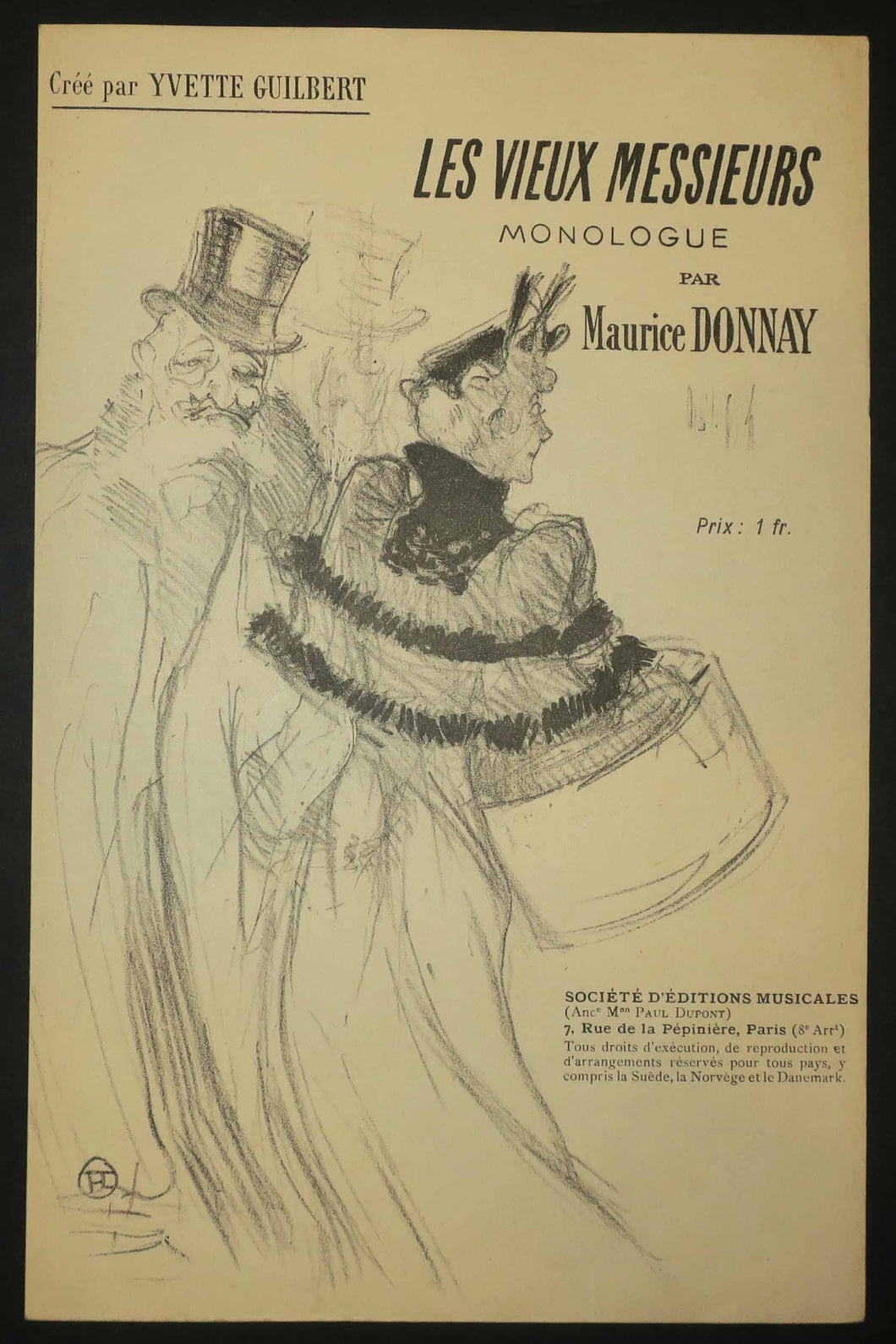 Les Vieux Messieurs, monologue par Maurice Donnay crée par Yvette Guilbert.