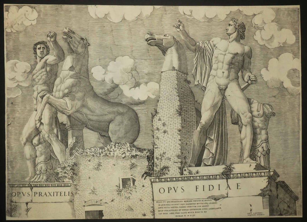 Les Dioscures du Quirinal à Rome. (Dresseurs de chevaux, ou Alexandre et Bucéphale). Opus Praxitelis, Opus Fidiae. 
