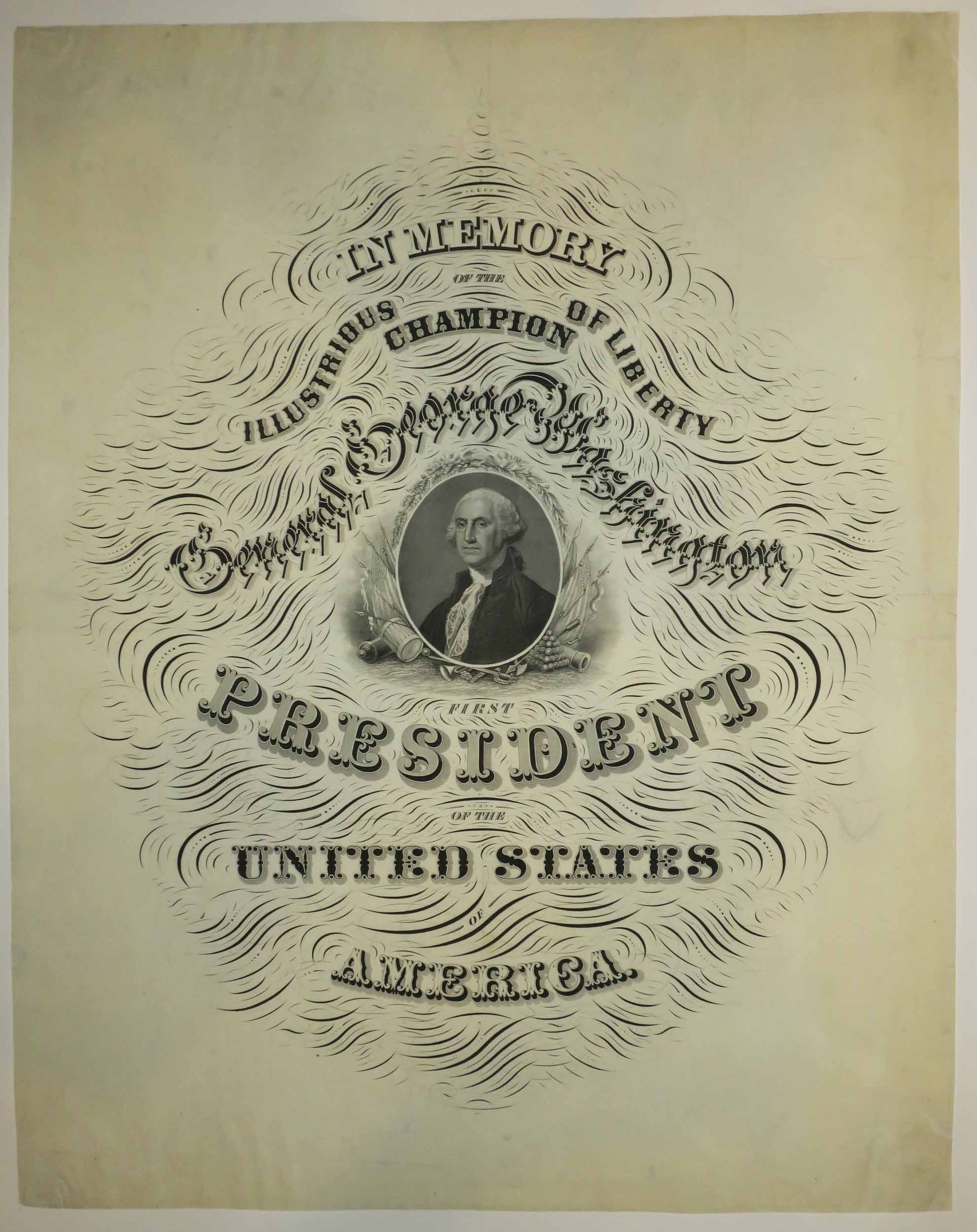 A la Mémoire de George Washington. "In Memory of the illustrious Champion of Liberty General George Washington, First President of the United States of America".