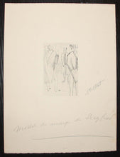 Charger l&#39;image dans la galerie, [Quatre hommes discutant]. Pour &quot;Fugues sur Siegfried&quot; de Jean Giraudoux.
