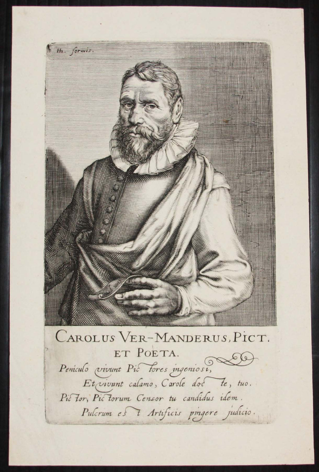 Portrait de Karel van Mander (Peintre et écrivain flamand 1548†1606). Carolus Ver-Manderus, Pict. et Poeta.