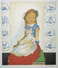 Charger l&#39;image dans la galerie, Jeune fille assise avec un chat.
