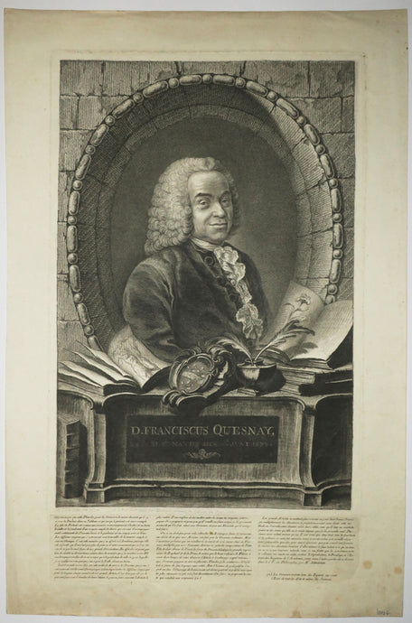 Portrait de François Quesnay (Médecin et économiste français, penseur du roi Louis XV et l'un des fondateurs de la première école en économie, né à Méré en 1694 et mort à Versailles en 1774). 