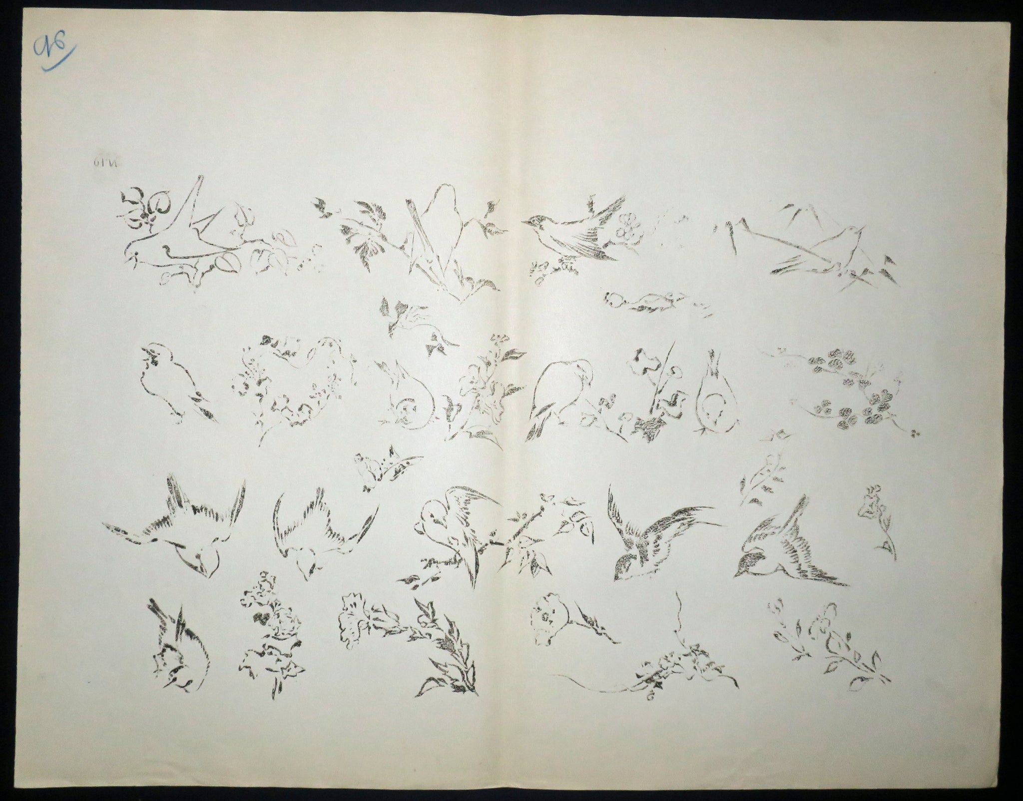 [Oiseaux]. Motifs pour le décor d’un service de table en faïence de la maison Rousseau.