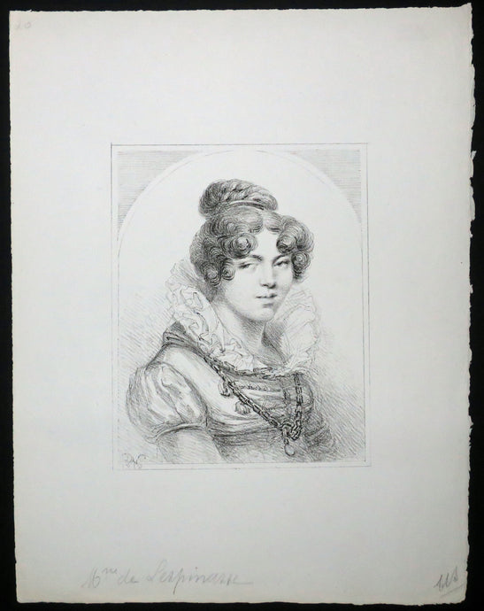 Mme de Lespinasse (de face, tournée à droite, chaîne au cou). 