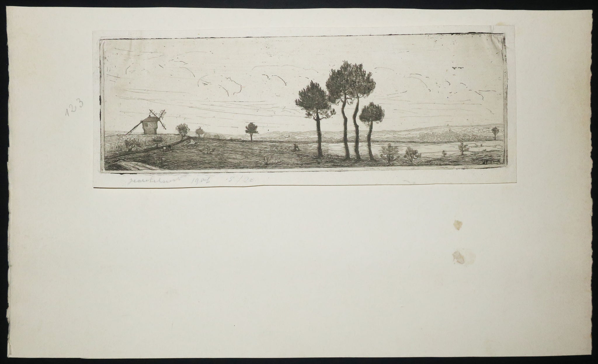 [Paysage: Plaine et moulin].