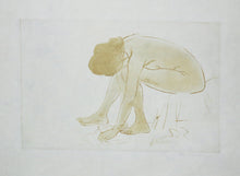 Charger l&#39;image dans la galerie, Femme assise s&#39;essuyant les pieds (3ème petit croquis de nu), ou Croquis de nu femme assise.
