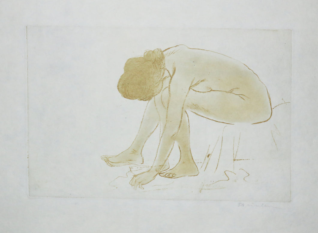 Femme assise s'essuyant les pieds (3ème petit croquis de nu), ou Croquis de nu femme assise.