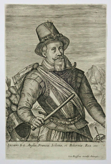 Portrait de Jacques Stuart, dit Jacques VI & Ier d'Angleterre (Roi d'Ecosse de 1566 à 1625 & Roi D'Angleterre et d'Irlande de 1567 à 1625). 