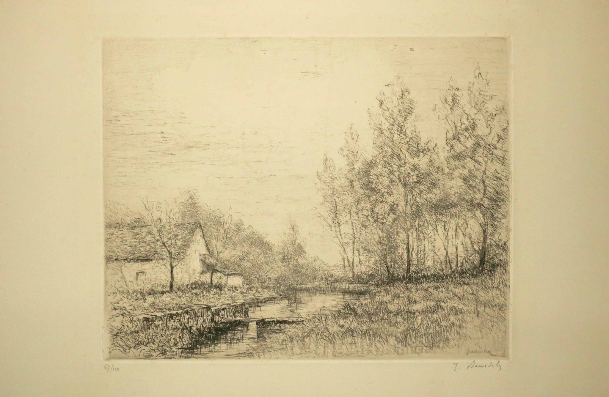 [Paysage, Maison au bord d'un ruisseau]. 
