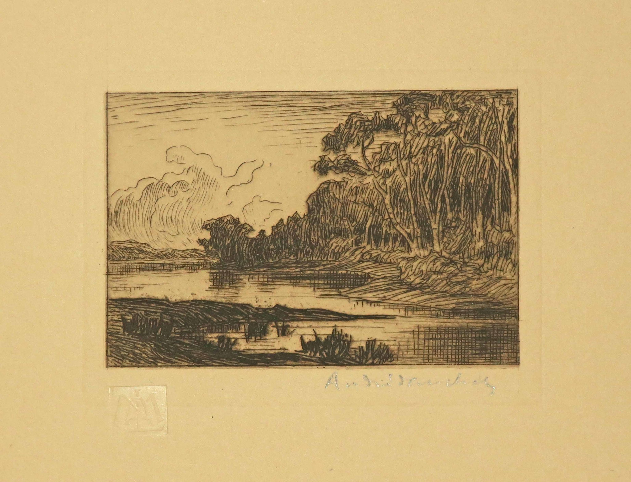 [Paysage, Bord d'un lac].