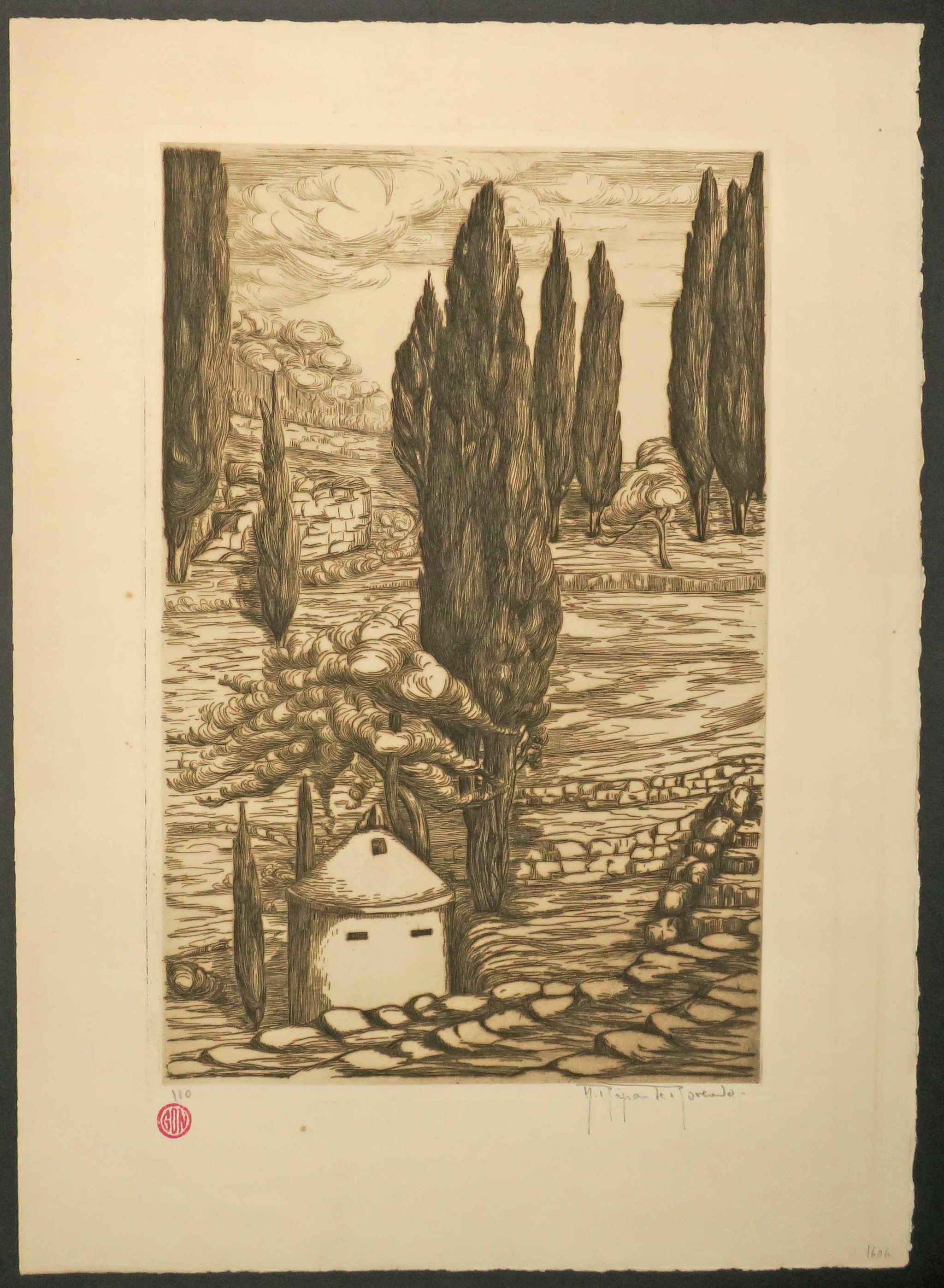 [Paysage aux grands arbres].